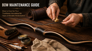 Archer waxing the string of a traditional horse bow